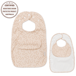 Biscuit Bite Less Mess waterproof baby bib by Abibi, full front coverage that wipes clean for starting solids