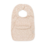Biscuit Bite beige waterproof sleeveless baby feeding smock bib by Abibi - mess proof inner collar flap