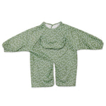 Pistachio Puff green waterproof long sleeve smock bib by Abibi, front view - full coverage for starting solids