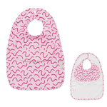 Berry Bliss pink waterproof sleeveless baby feeding smock bib by Abibi - world-first mess proof design with inner collar flap
