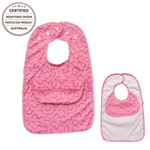 Strawberry Smudge Less Mess waterproof baby bib by Abibi, full front coverage that wipes clean for starting solids