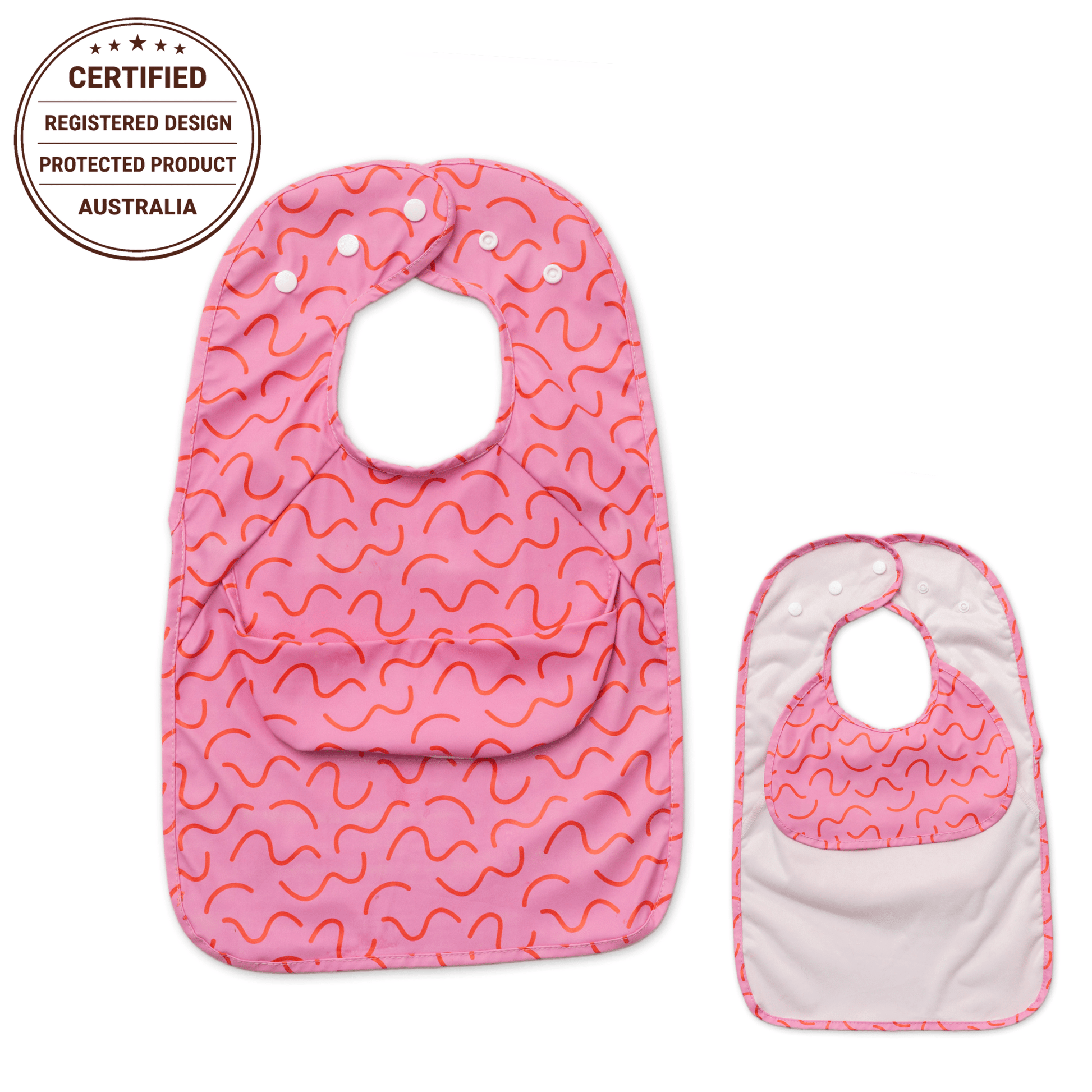 Less Mess Bib - Strawberry Smudge - abibi