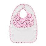 Berry Bliss pink waterproof sleeveless baby feeding smock bib by Abibi - world-first mess proof design with inner collar flap
