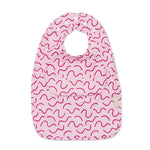 Berry Bliss pink waterproof sleeveless baby feeding smock bib by Abibi - world-first mess proof design with inner collar flap