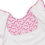 Berry Bliss long sleeve smock bib by Abibi - mess proof inner collar flap detail