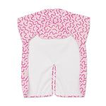 Berry Bliss pink waterproof short sleeve baby feeding smock by Abibi - mess proof inner collar flap