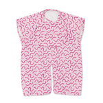 Berry Bliss pink waterproof short sleeve baby feeding smock by Abibi - mess proof inner collar flap