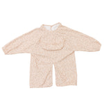 Biscuit Bite beige waterproof long sleeve smock bib by Abibi, front view - full coverage for starting solids