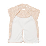 Biscuit Bite beige waterproof short sleeve baby feeding smock by Abibi - mess proof inner collar flap