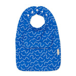 Blueberry Burst Less Mess waterproof baby bib by Abibi, full front coverage that wipes clean for starting solids