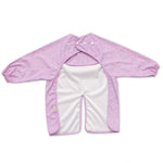 Lilac Lollipop purple waterproof long sleeve smock bib by Abibi, back view