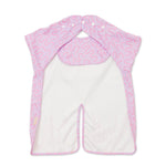Lilac Lollipop purple waterproof short sleeve baby feeding smock by Abibi - mess proof inner collar flap