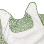 Pistachio Puff long sleeve smock bib by Abibi - mess proof inner collar flap detail