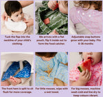 Berry Bliss Less Mess waterproof baby bib by Abibi, full front coverage that wipes clean for starting solids